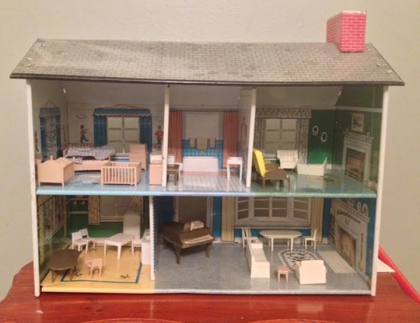 Marx Tin Metal Vintage 1950’s Dollhouse with Lots Of Furniture RARE HTF ...